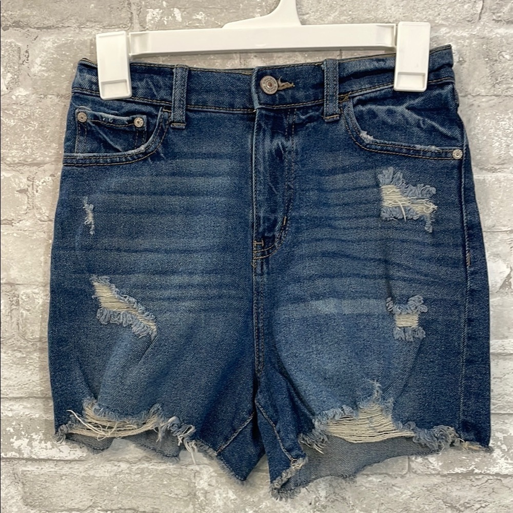 Rewash Distressed Blue Jean Shorts Mid-Thigh